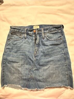 J.Crew women’s denim skirt with frayed hem